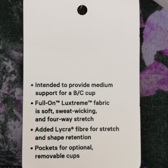 NWT LULULEMON FSFM Purple Black Luxtreme Fabric B/C Cup All Sport Energy Bra 8 - Picture 7 of 7